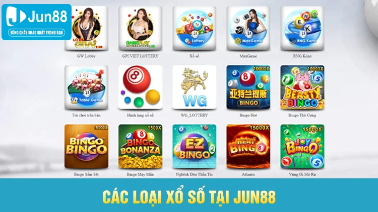 Các loại hình xổ số Jun88 nổi bật